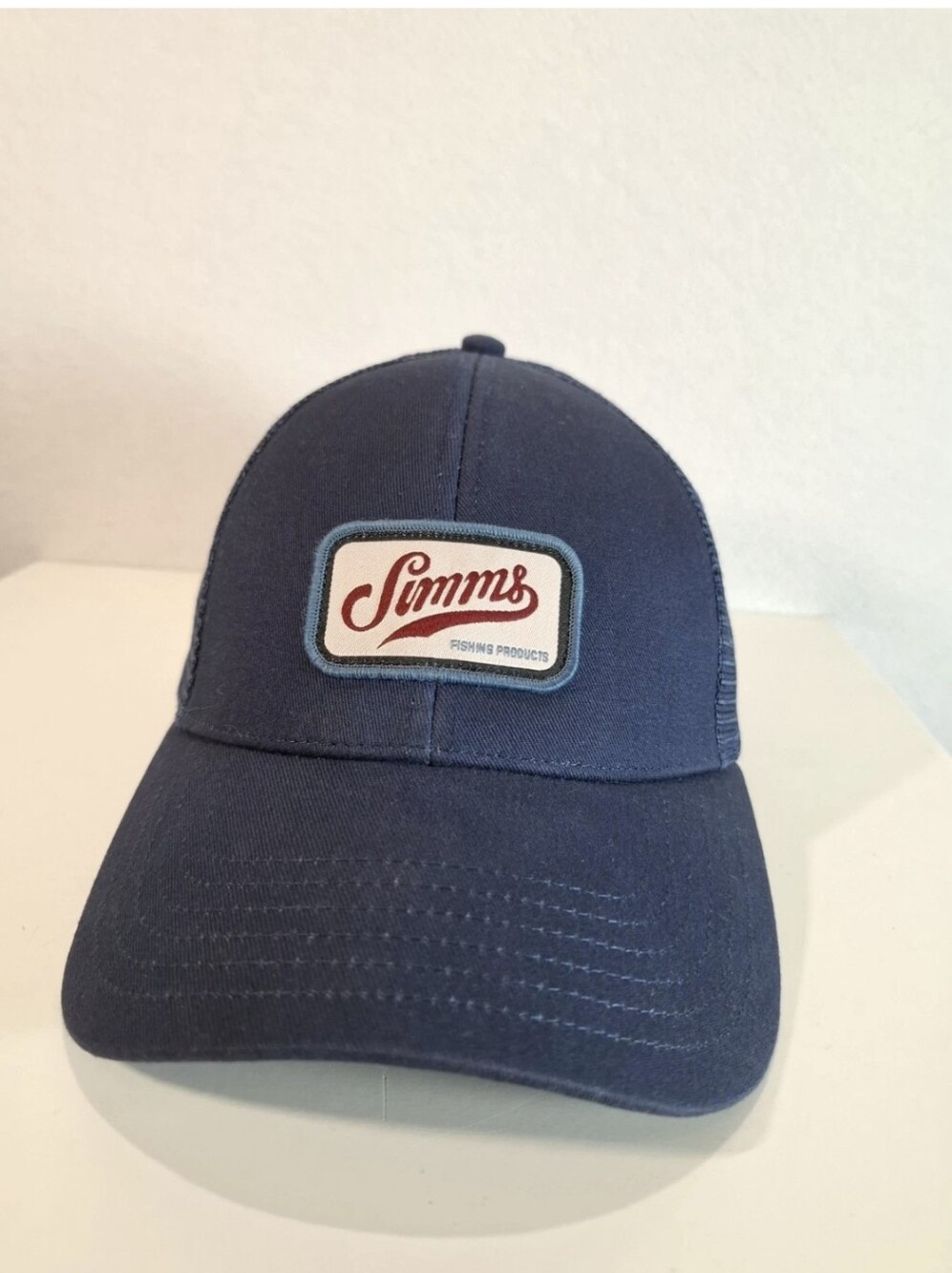 Simms Fishing Hat Mens Snap-back Blue W/ Mesh Excellent Condition